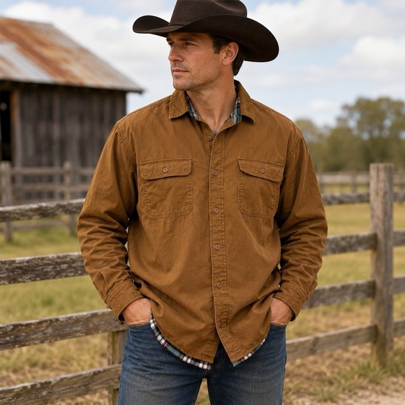 Duluth Trading Co Other - Rustic Ridge Shirt Jacket Mens 2XL Brown Flannel Lined Chamois Work Shacket Cttn